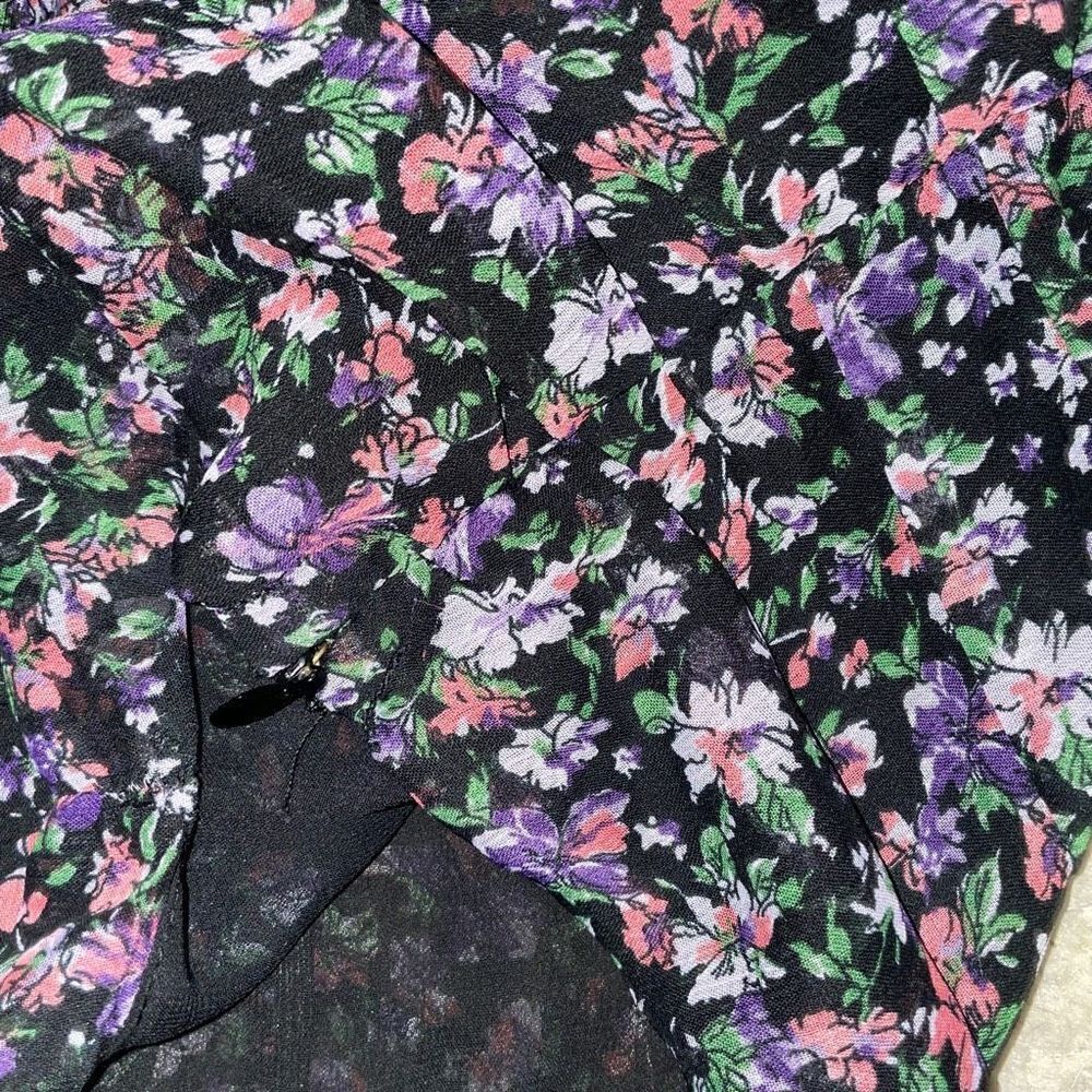 Zara Cropped Blouse Floral Long Sleeve Ruffle V Neck Small - Picture 5 of 7